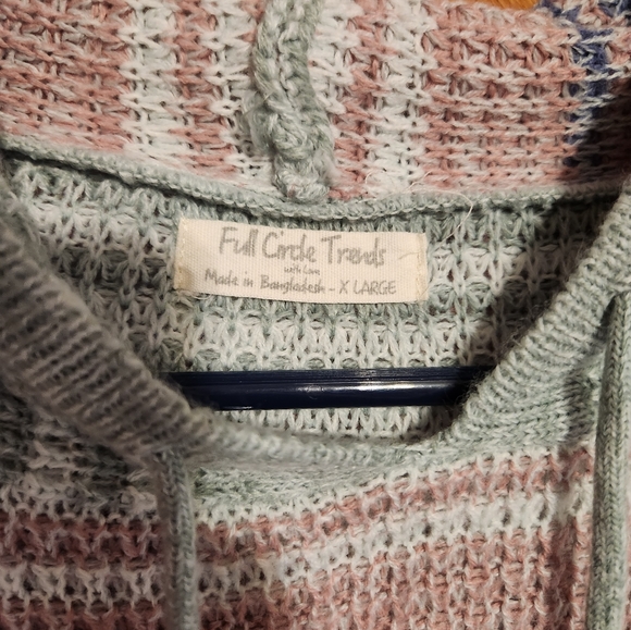 Full Circle Trends pastel multicolored knitted hoodie size XL - Picture 2 of 13